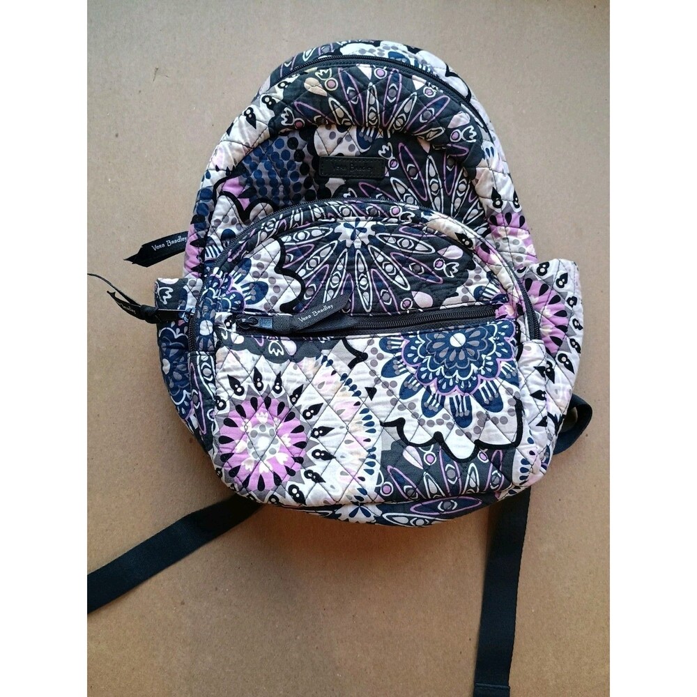 Vera Bradley Mimosa Medallion Purple Floral Essential Compact Small Backpack